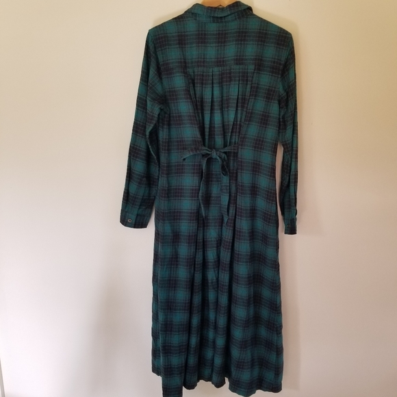 APRIL Cornell Fannel Cotton Plaid Prairie Maxi Long Sleeve Dress Size Small - Picture 7 of 9